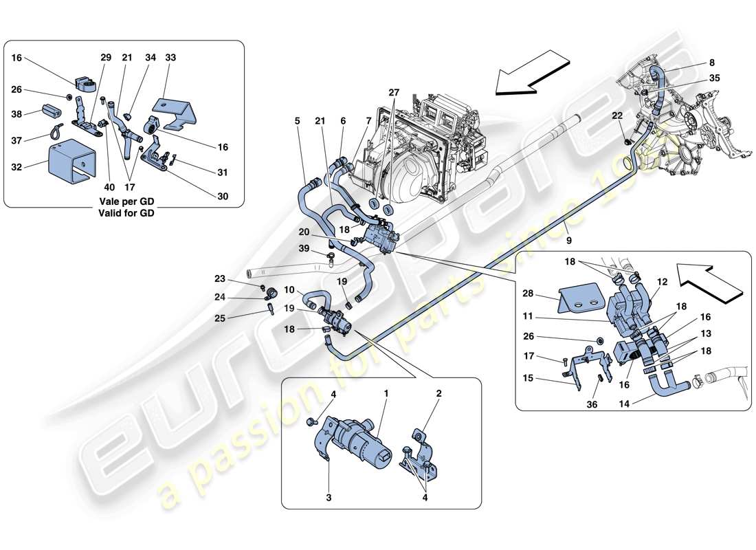 ferrari 458 spider (usa) impianto ac - acqua diagramma delle parti