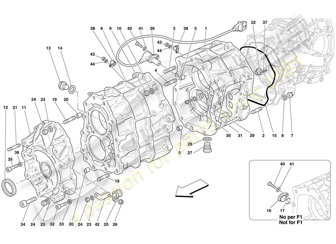 ferrari 599 gtb fiorano (europe) alloggiamento del cambio diagramma delle parti