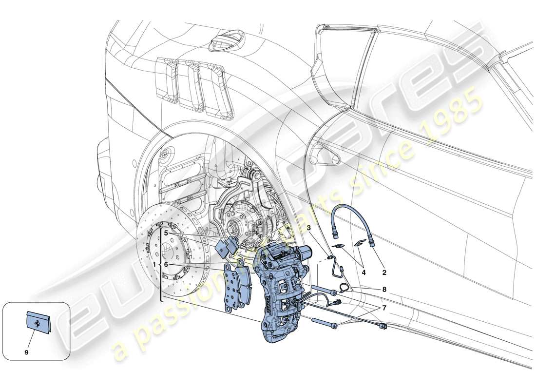 ferrari f12 tdf (rhd) pinze freno posteriore diagramma delle parti