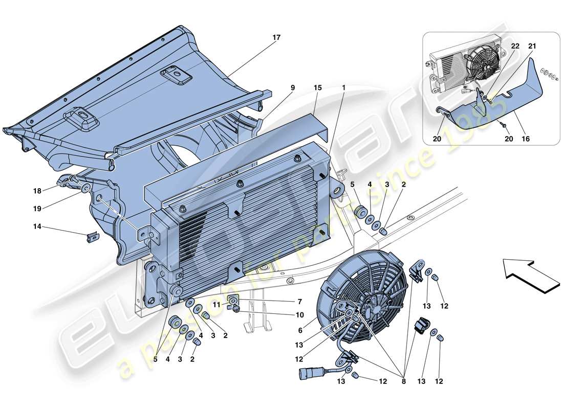 ferrari 458 speciale aperta (rhd) radiatori di raffreddamento olio del cambio schema delle parti