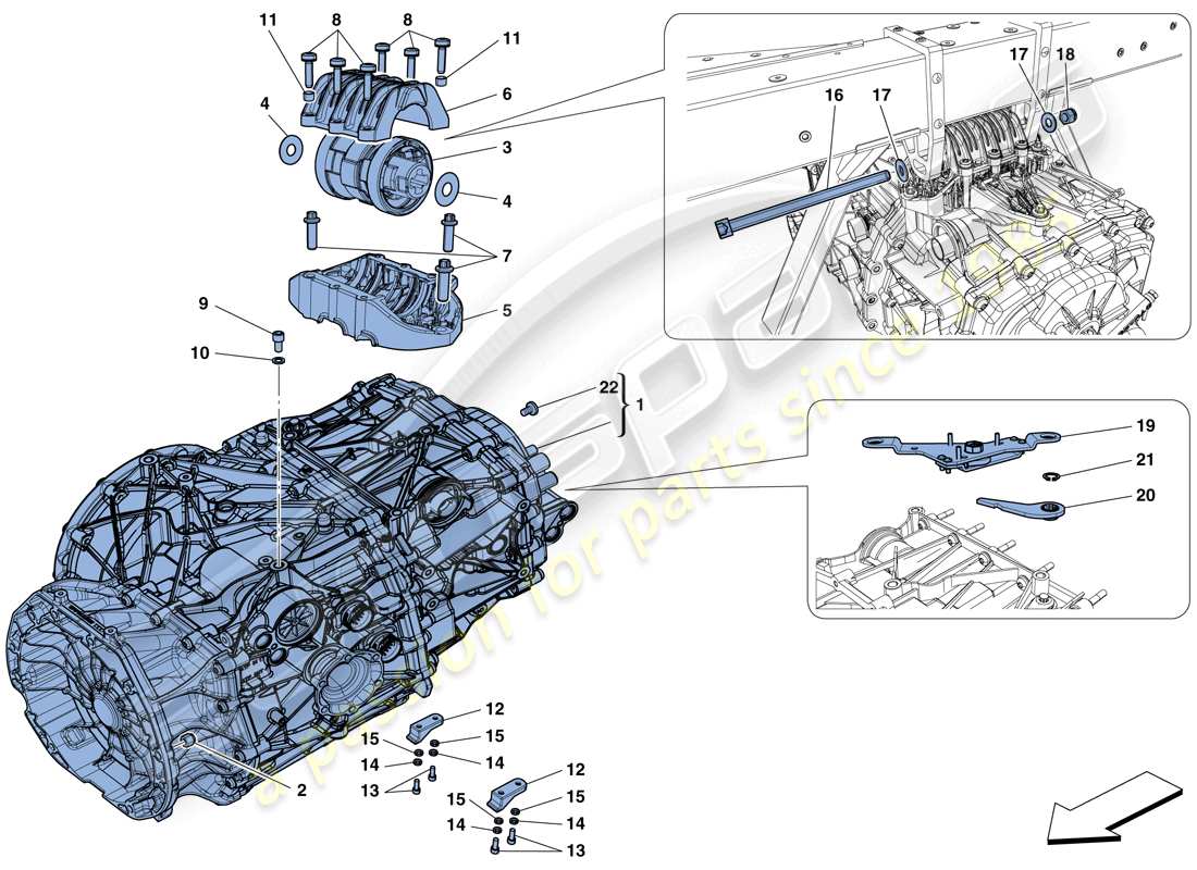 ferrari 488 spider (rhd) alloggiamento del cambio diagramma delle parti