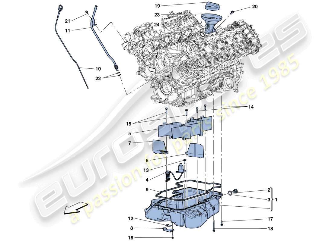 ferrari gtc4 lusso t (rhd) lubrificazione: circuito e pickup diagramma delle parti