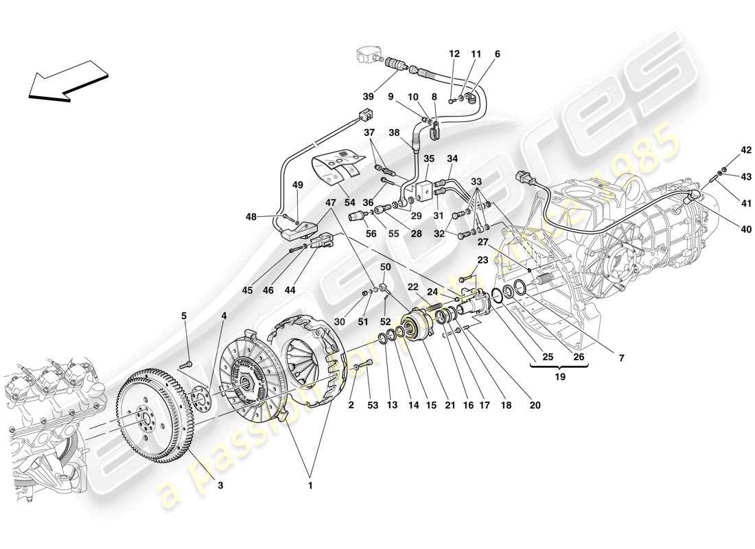 ferrari f430 scuderia (rhd) frizione e comandi schema delle parti