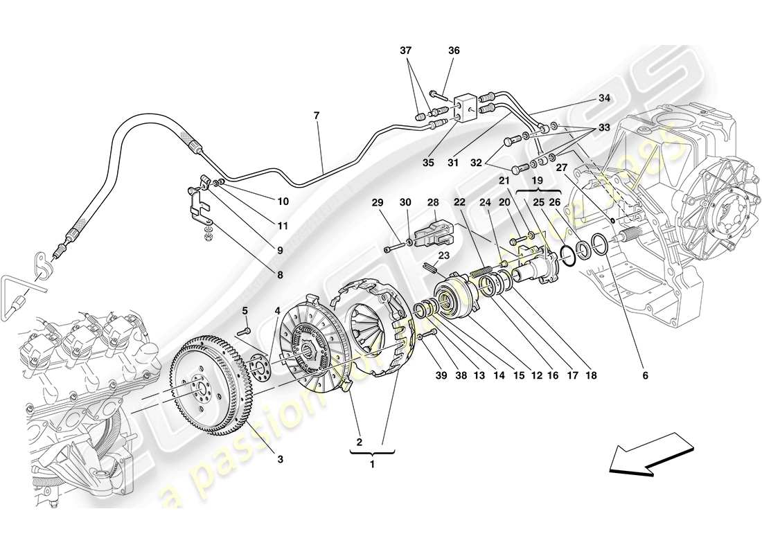 ferrari f430 coupe (rhd) frizione e comandi schema delle parti