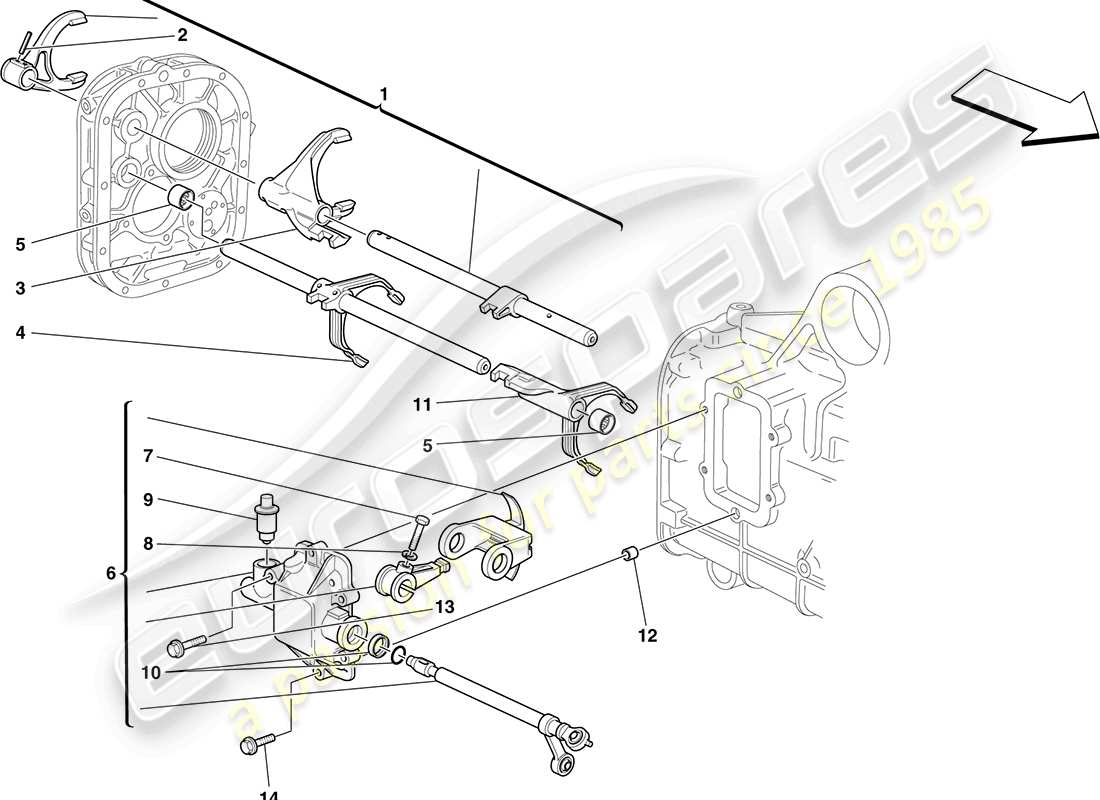 ferrari f430 coupe (europe) comandi interni del cambio diagramma delle parti