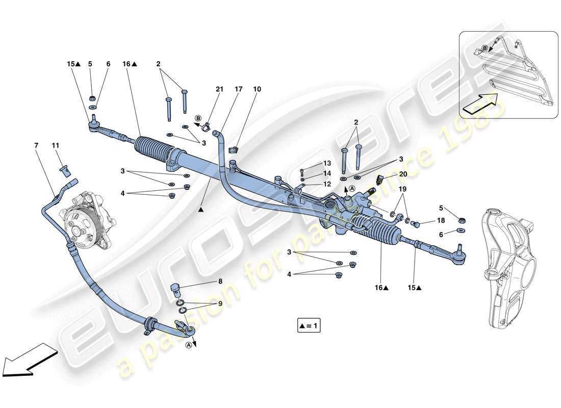ferrari gtc4 lusso t (usa) scatola sterzo idraulico diagramma delle parti