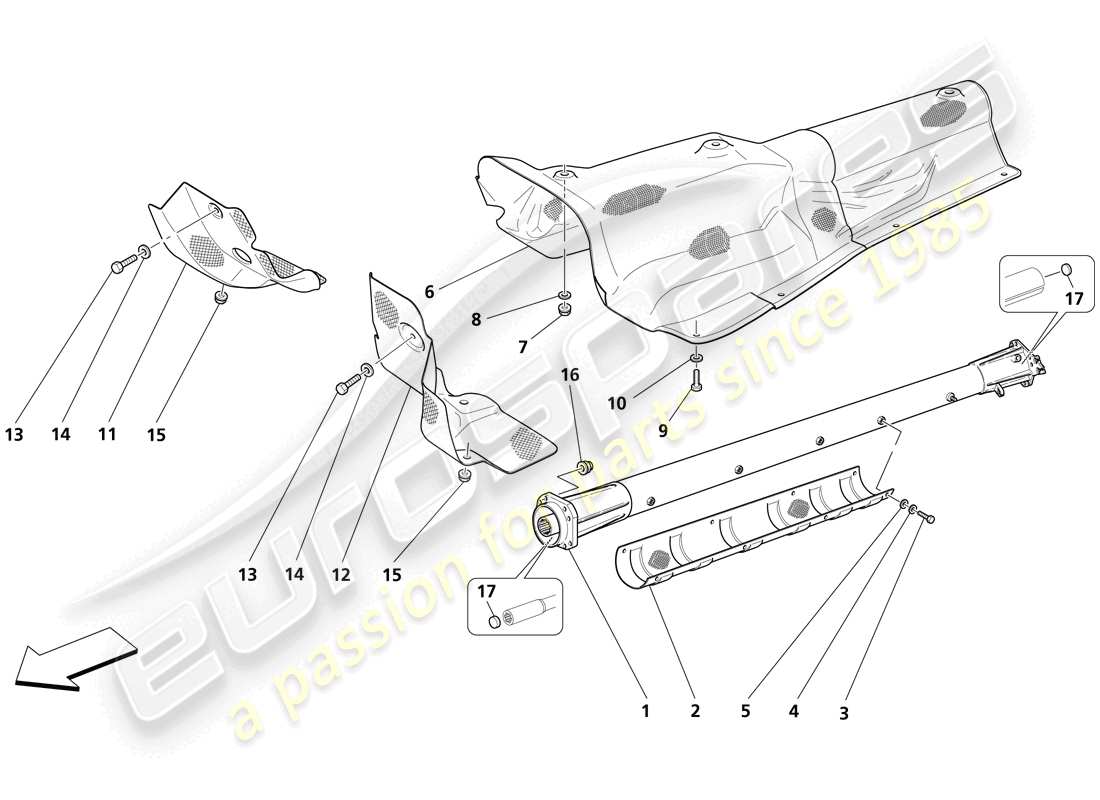 maserati trofeo tubo di collegamento motore - trasmissione e isolamenti diagramma delle parti