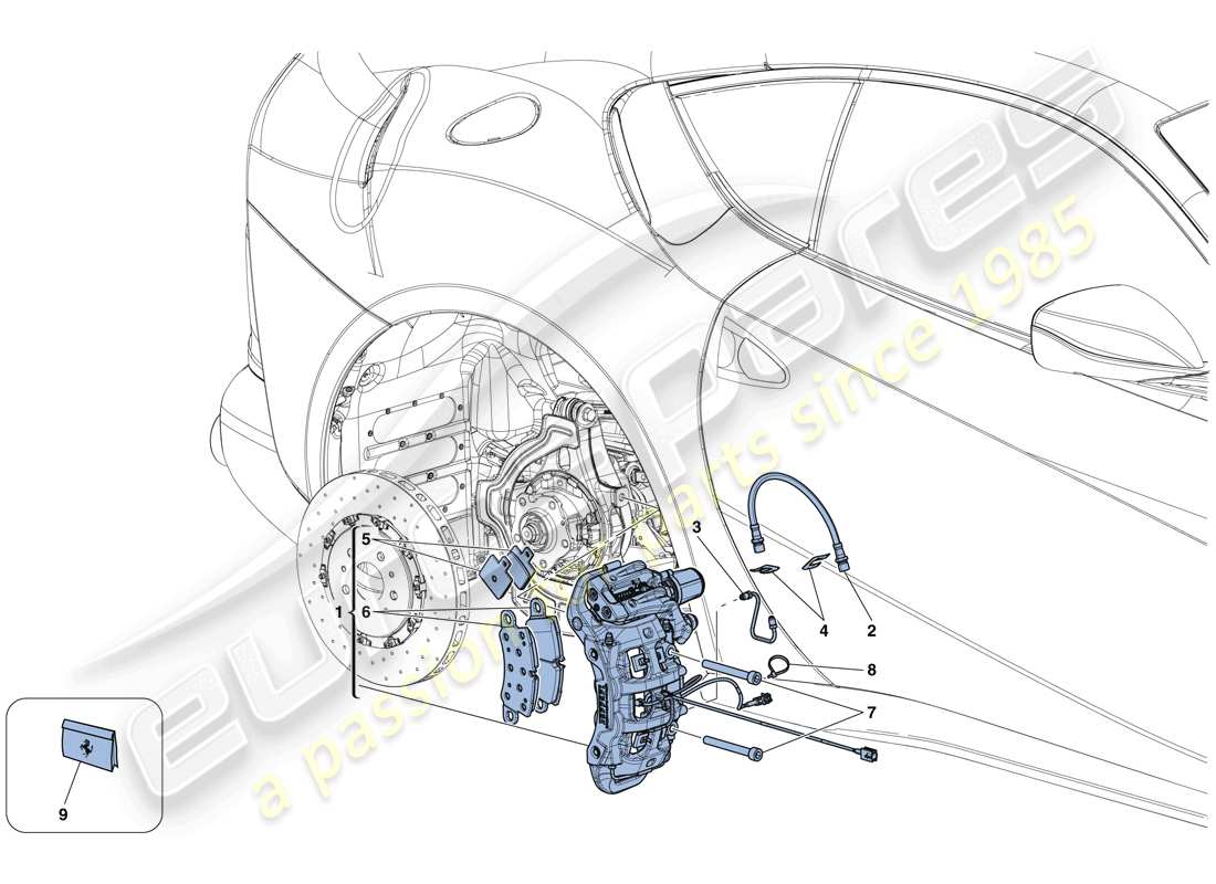 ferrari 812 superfast (rhd) pinze freno posteriore diagramma delle parti