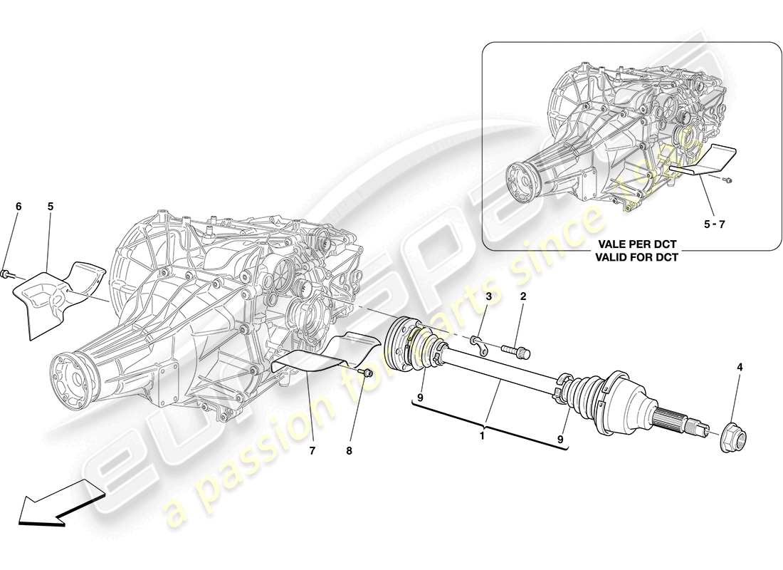 ferrari california (rhd) diagramma delle parti del differenziale e dei semiassi posteriori