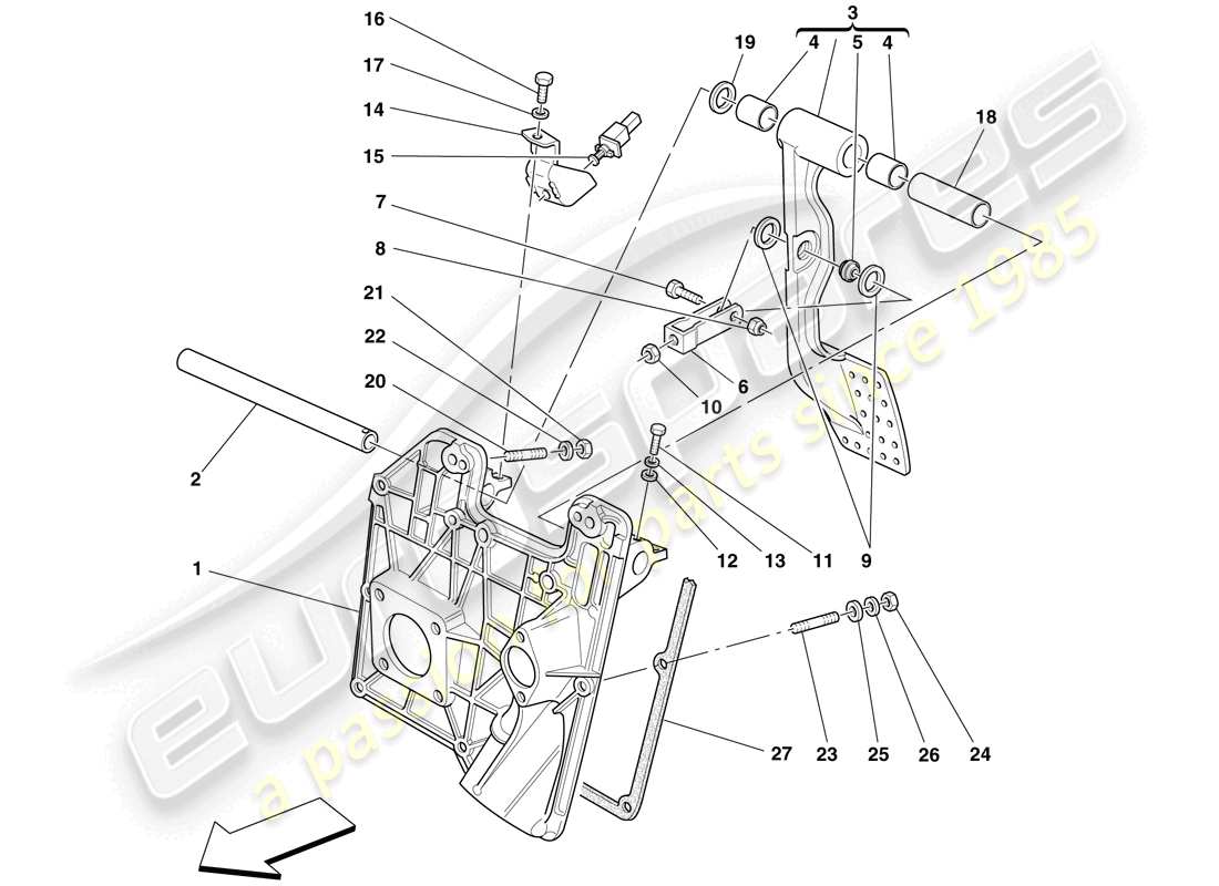 ferrari f430 scuderia (rhd) schema delle parti della pedaliera