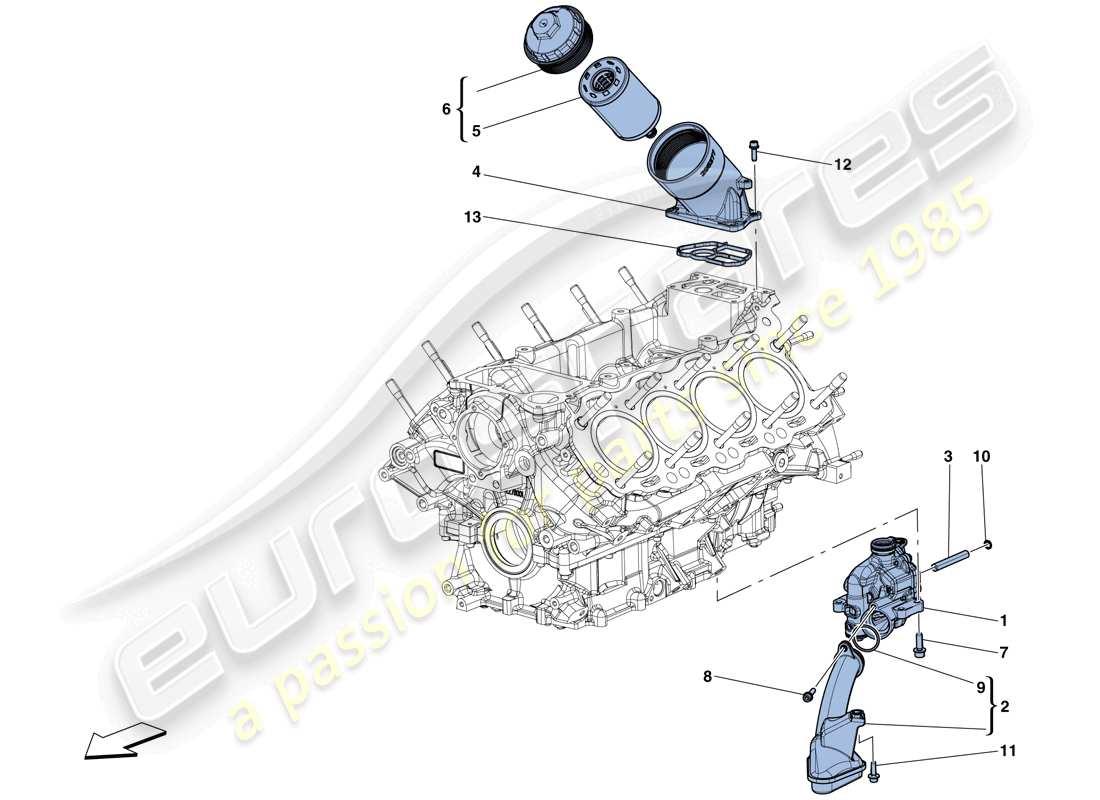 ferrari gtc4 lusso t (usa) lubrificazione: pompa e filtro schema delle parti