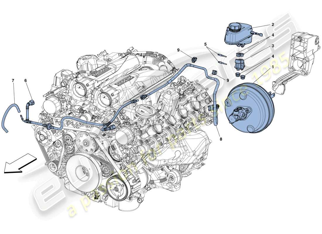 ferrari gtc4 lusso t (usa) sistema servofrenante diagramma delle parti