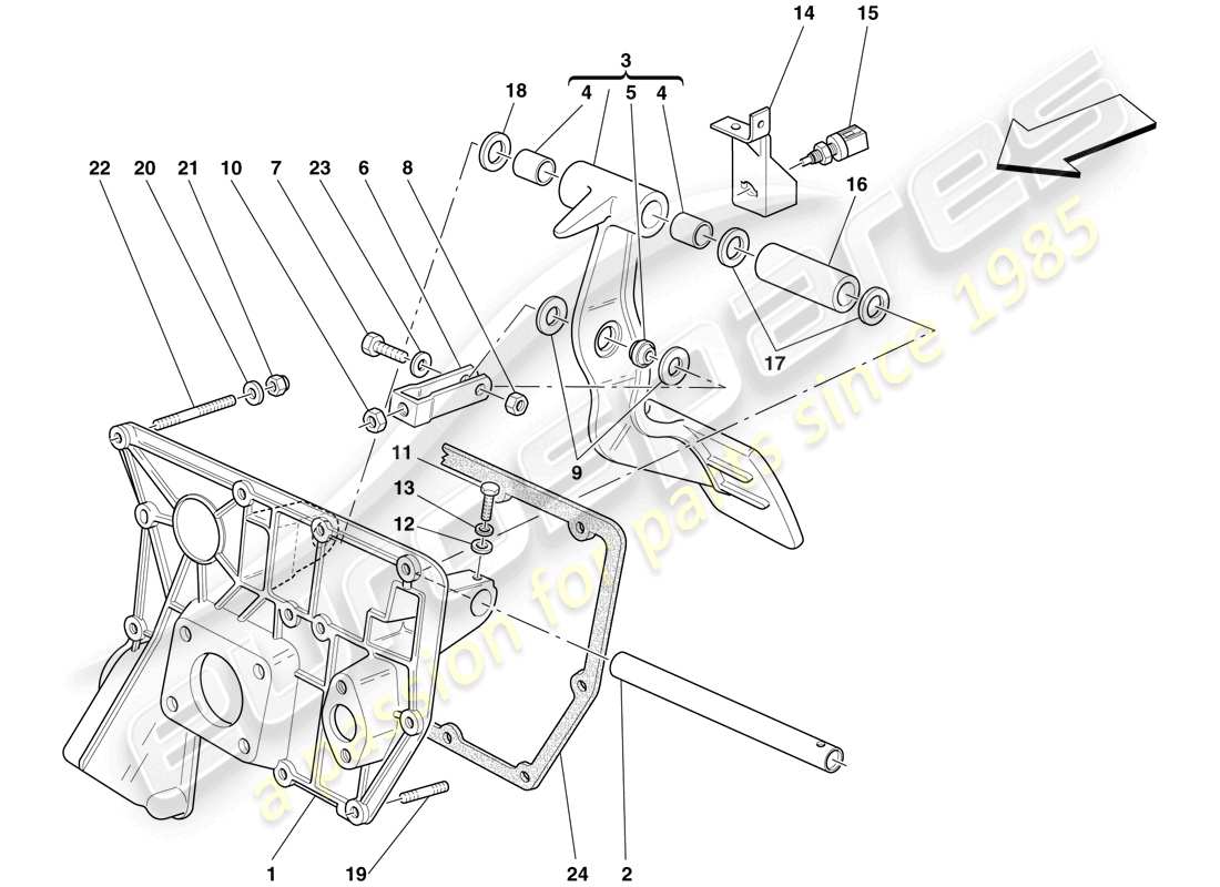 ferrari f430 scuderia (rhd) pedaliera diagramma delle parti