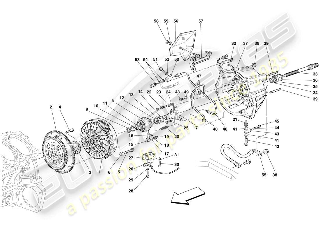 ferrari 599 gto (europe) frizione e comandi schema delle parti