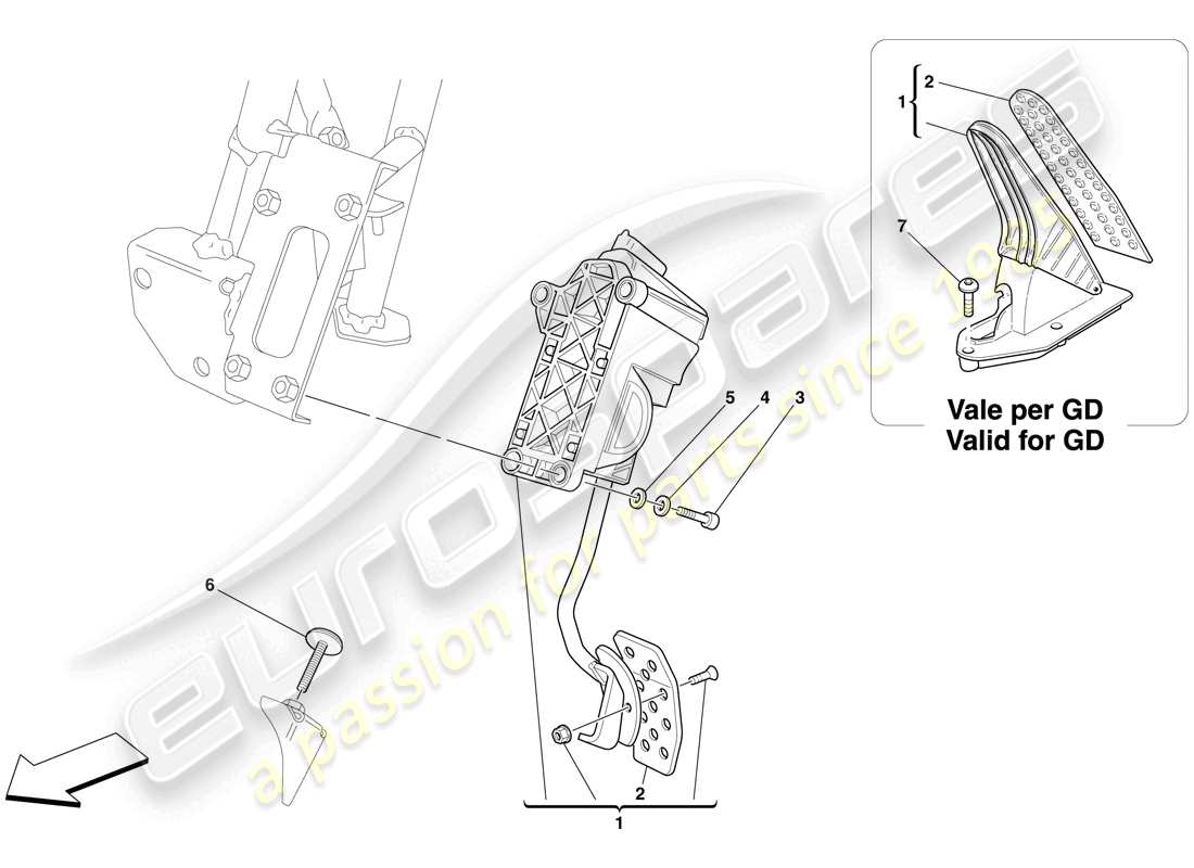 ferrari 599 gto (europe) pedale acceleratore elettronico schema delle parti