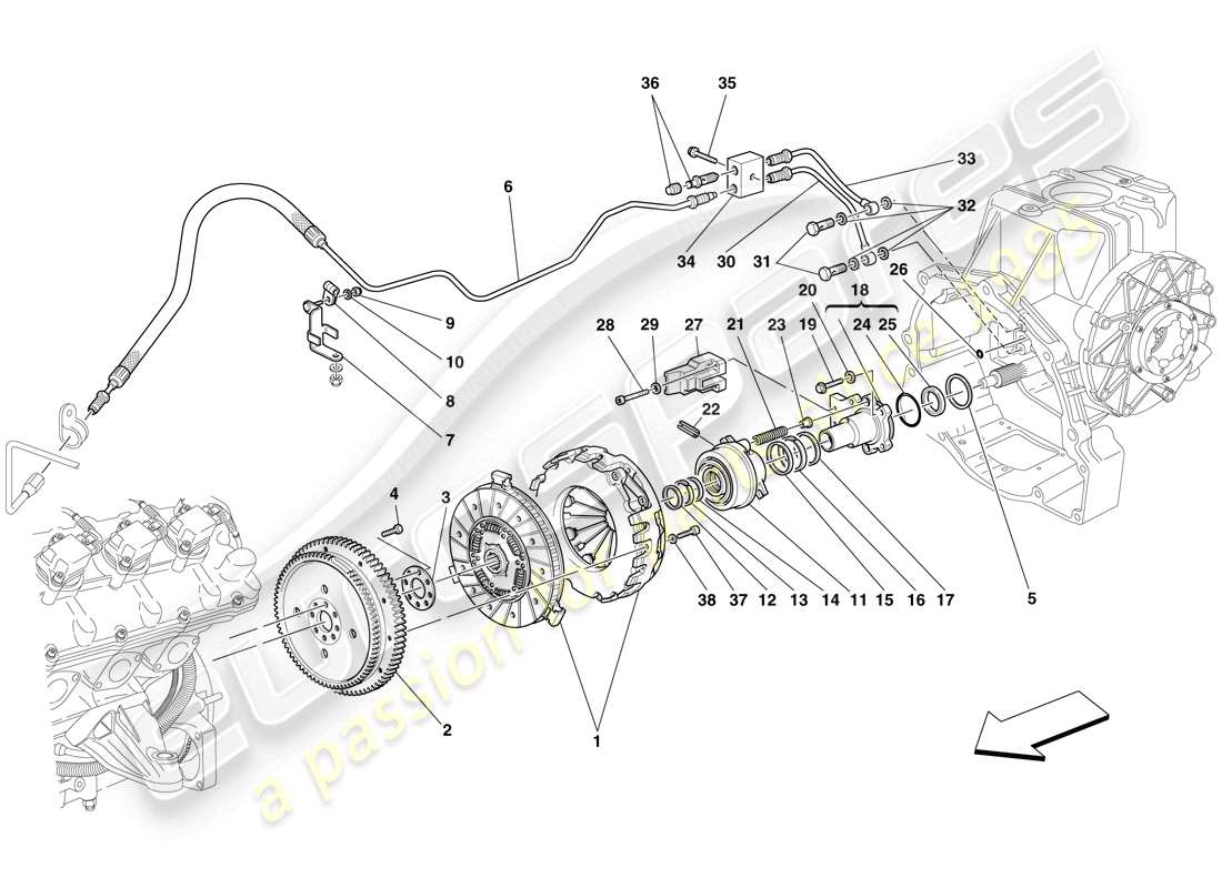 ferrari f430 spider (europe) frizione e comandi diagramma delle parti
