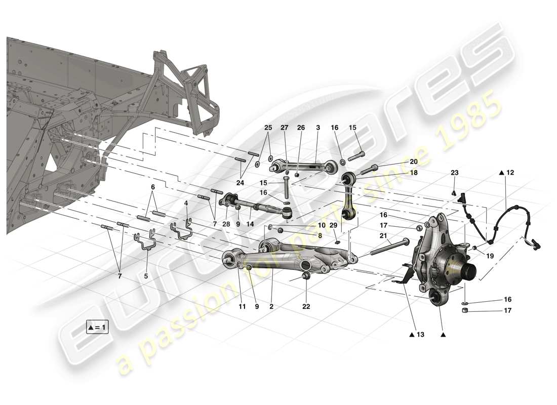 ferrari laferrari (usa) sospensione posteriore - bracci diagramma delle parti