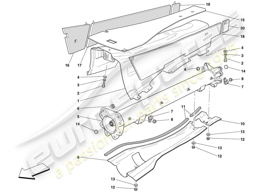 ferrari 612 sessanta (usa) tubo e isolante connettore motore/cambio diagramma delle parti