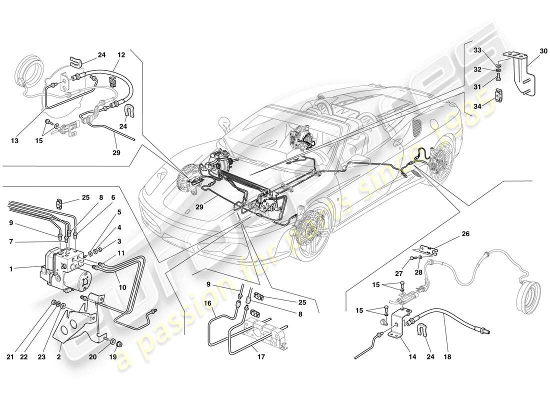 ferrari f430 spider (europe) schema delle parti del sistema frenante