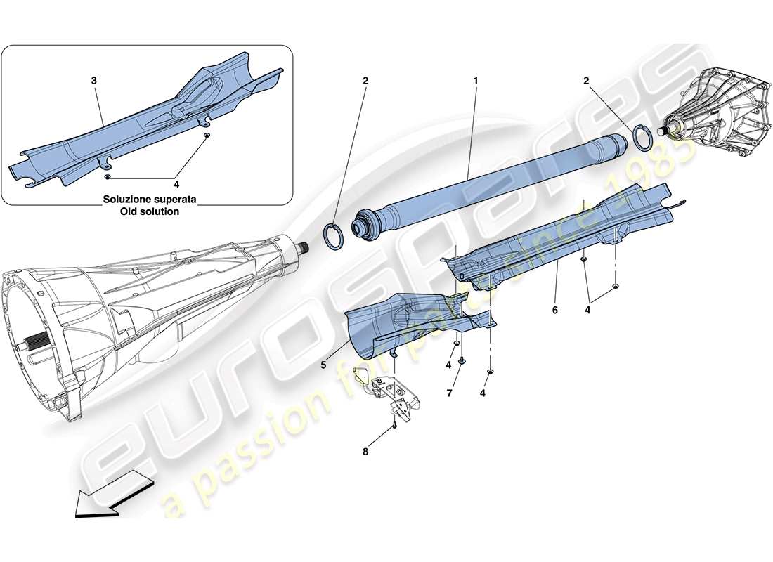 ferrari ff (rhd) diagramma delle parti del tubo di trasmissione