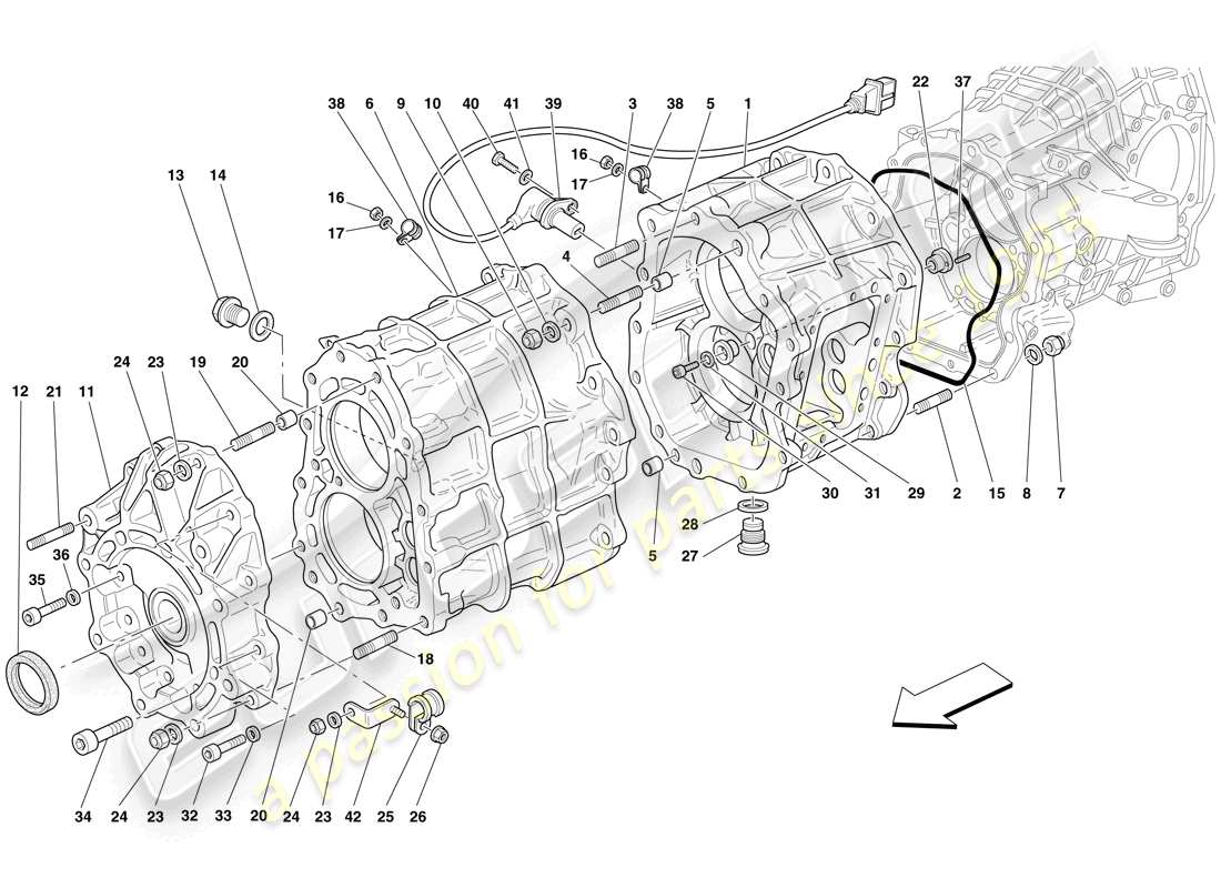 ferrari 599 sa aperta (usa) alloggiamento del cambio diagramma delle parti