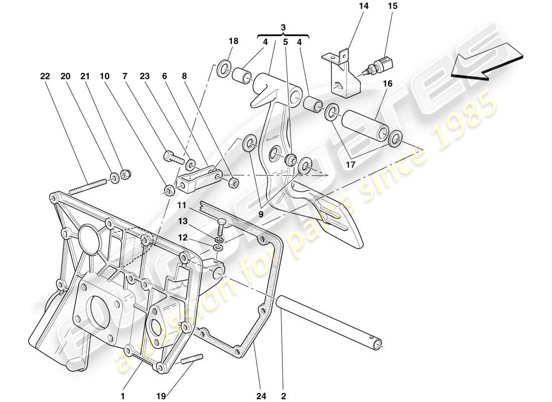 ferrari f430 scuderia spider 16m (usa) schema delle parti della pedaliera