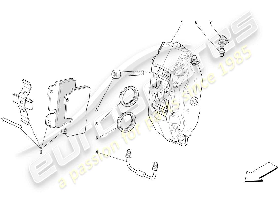 ferrari 612 sessanta (usa) pinza freno posteriore diagramma delle parti