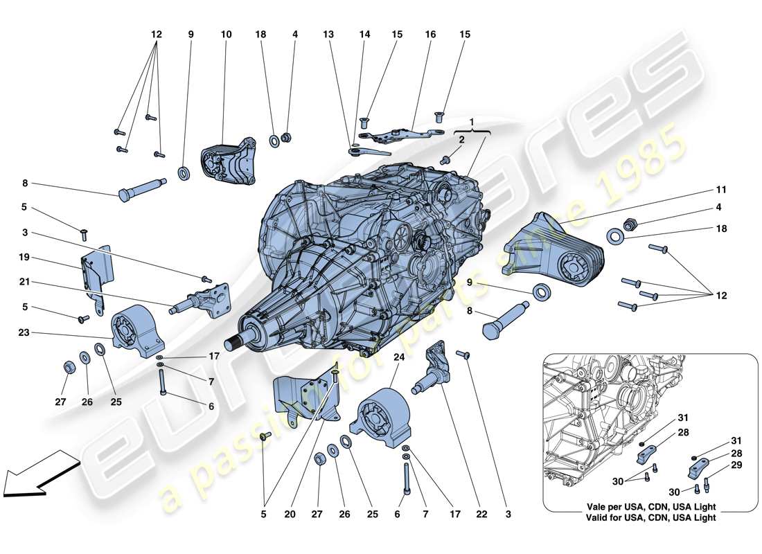 ferrari 812 superfast (usa) schema delle parti dell'alloggiamento del cambio