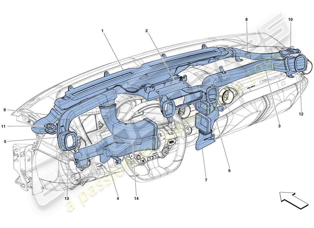 ferrari 812 superfast (usa) condotti aria cruscotto schema delle parti