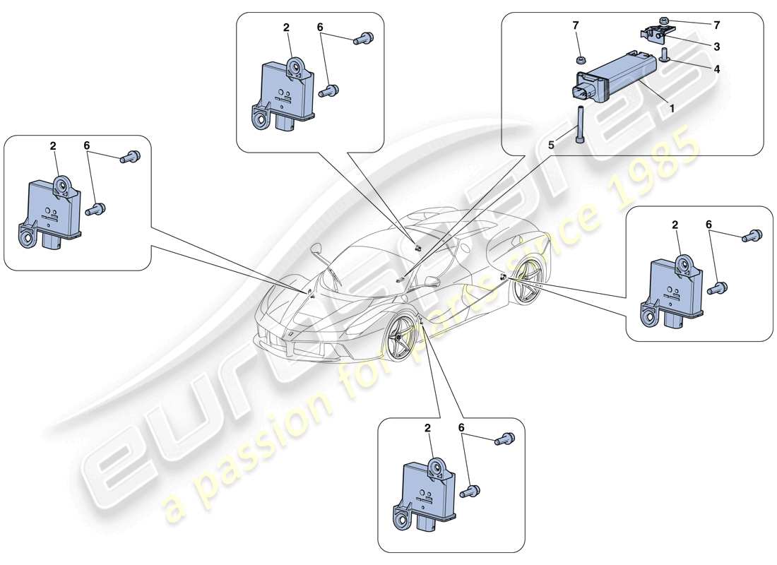 ferrari laferrari aperta (europe) sistema di monitoraggio della pressione dei pneumatici schema delle parti