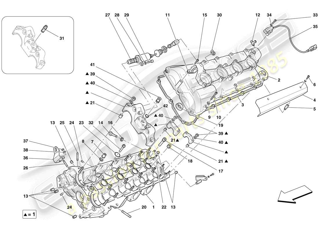 ferrari f430 spider (usa) testa cilindro sinistra diagramma delle parti