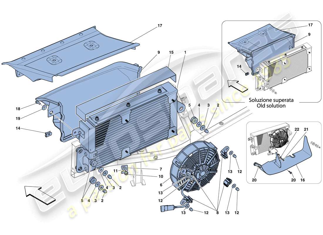 ferrari 458 italia (rhd) radiatori di raffreddamento olio del cambio diagramma delle parti