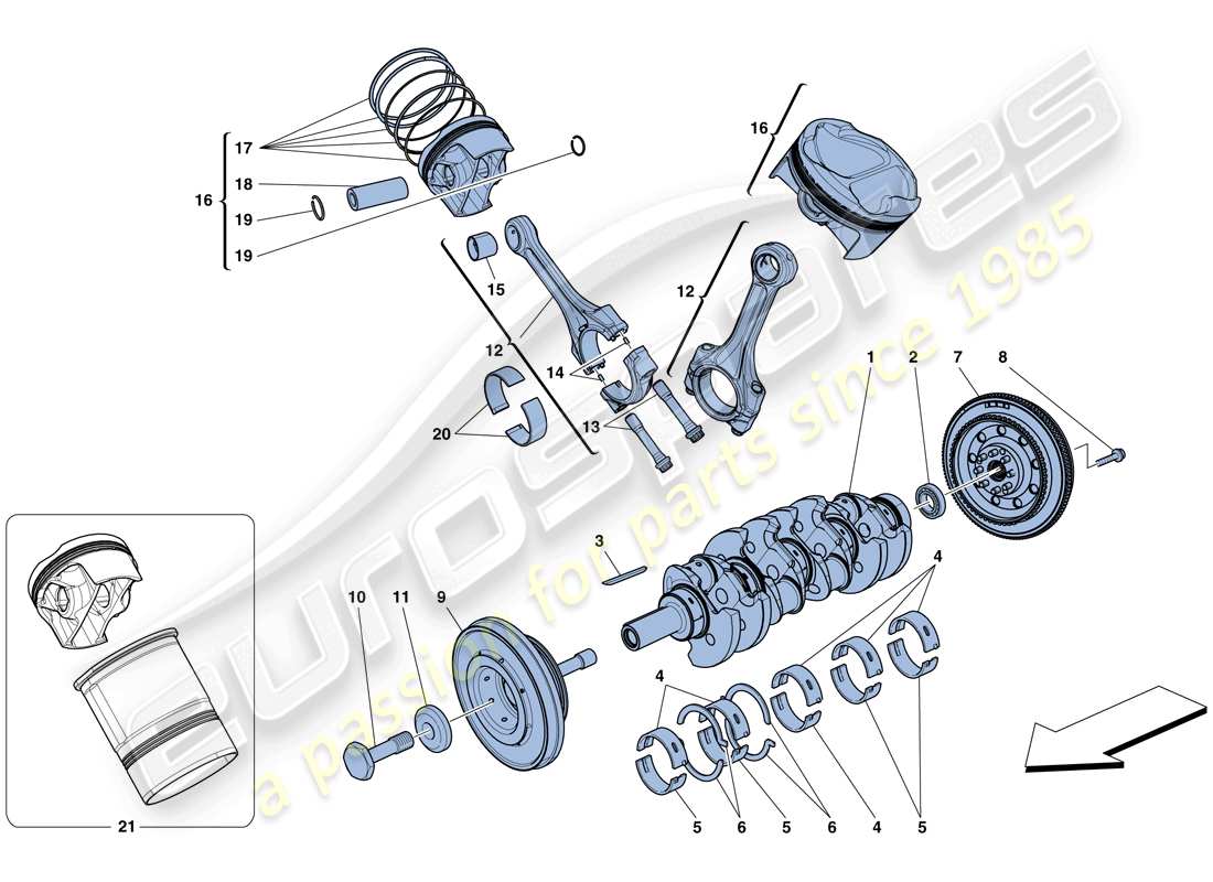 ferrari 458 speciale (usa) albero motore - bielle e pistoni diagramma delle parti