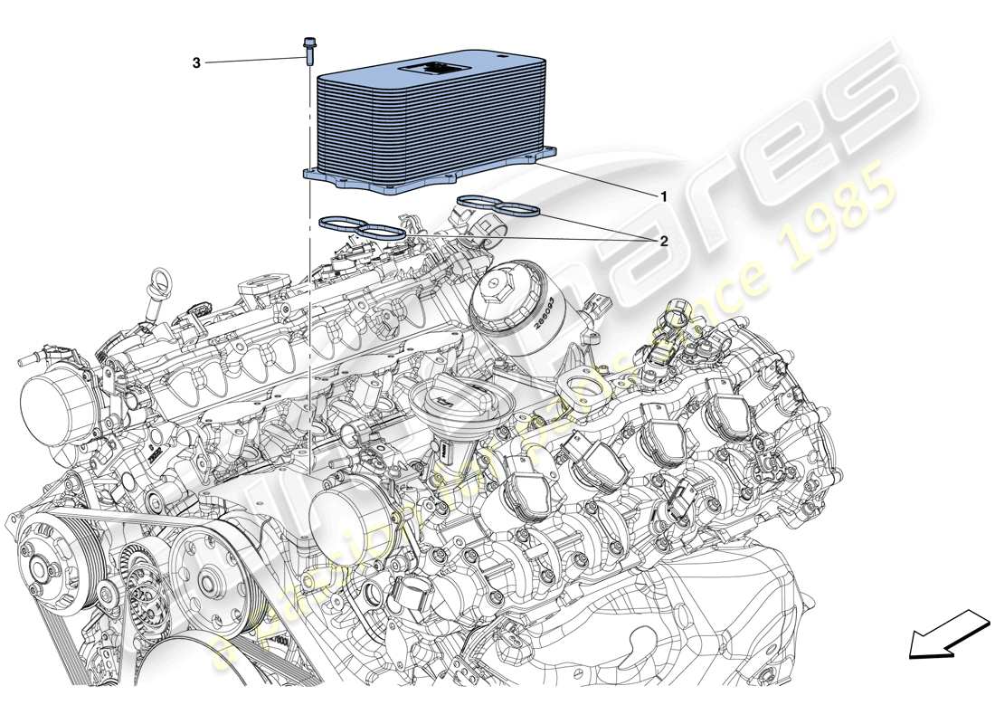 ferrari gtc4 lusso t (rhd) scambiatore di calore motore schema delle parti