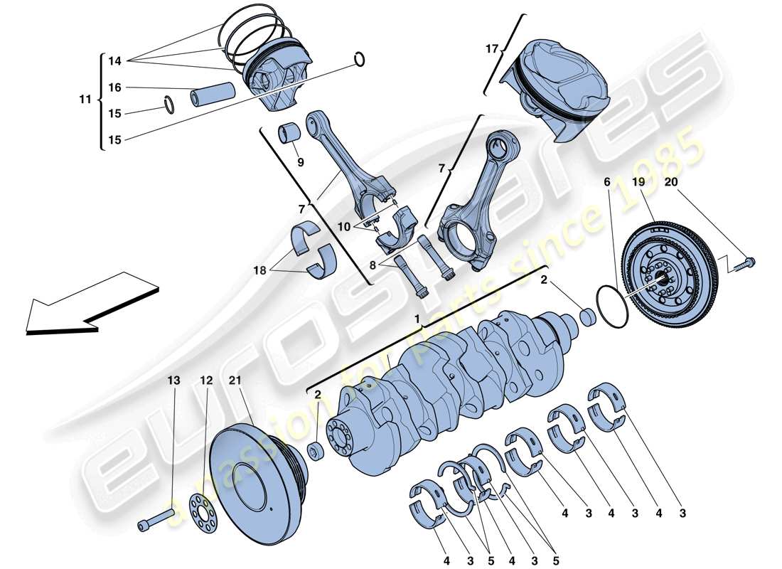 ferrari 488 spider (usa) albero motore - bielle e pistoni diagramma delle parti