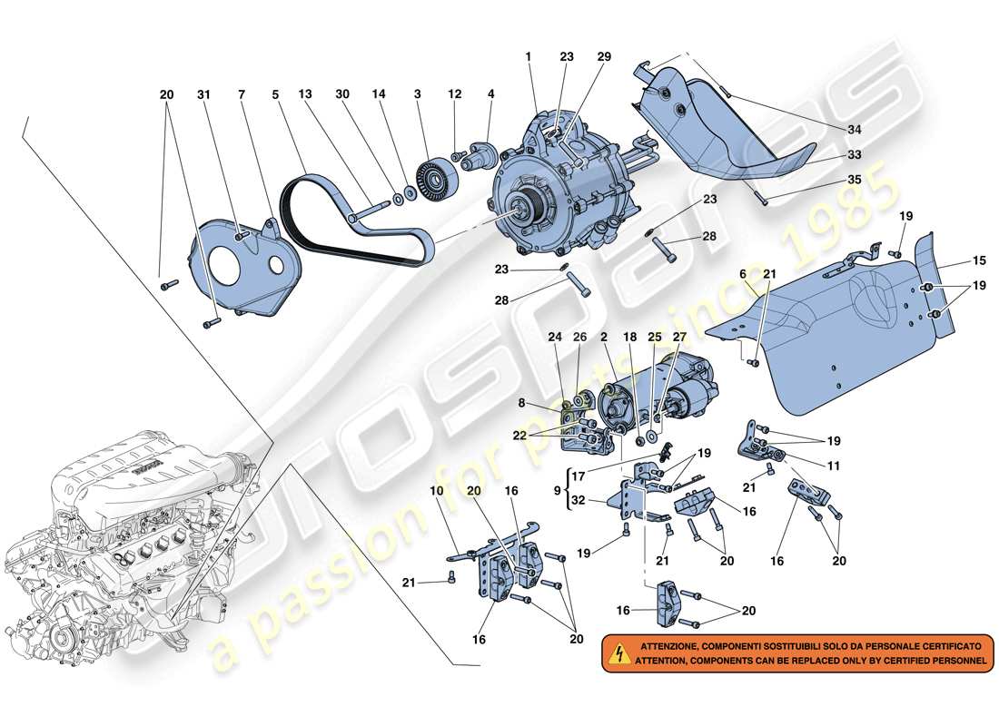 ferrari laferrari aperta (europe) motorino di avviamento e motore elettrico 2 diagramma delle parti