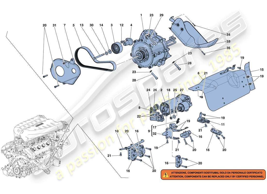 ferrari laferrari aperta (europe) motorino di avviamento e motore elettrico 2 schema delle parti