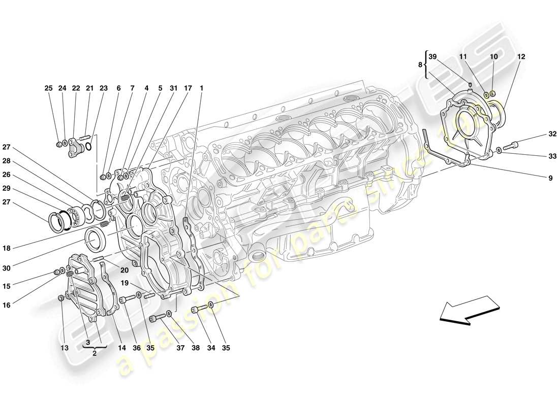 ferrari 612 sessanta (europe) carter motore - coperchi diagramma delle parti