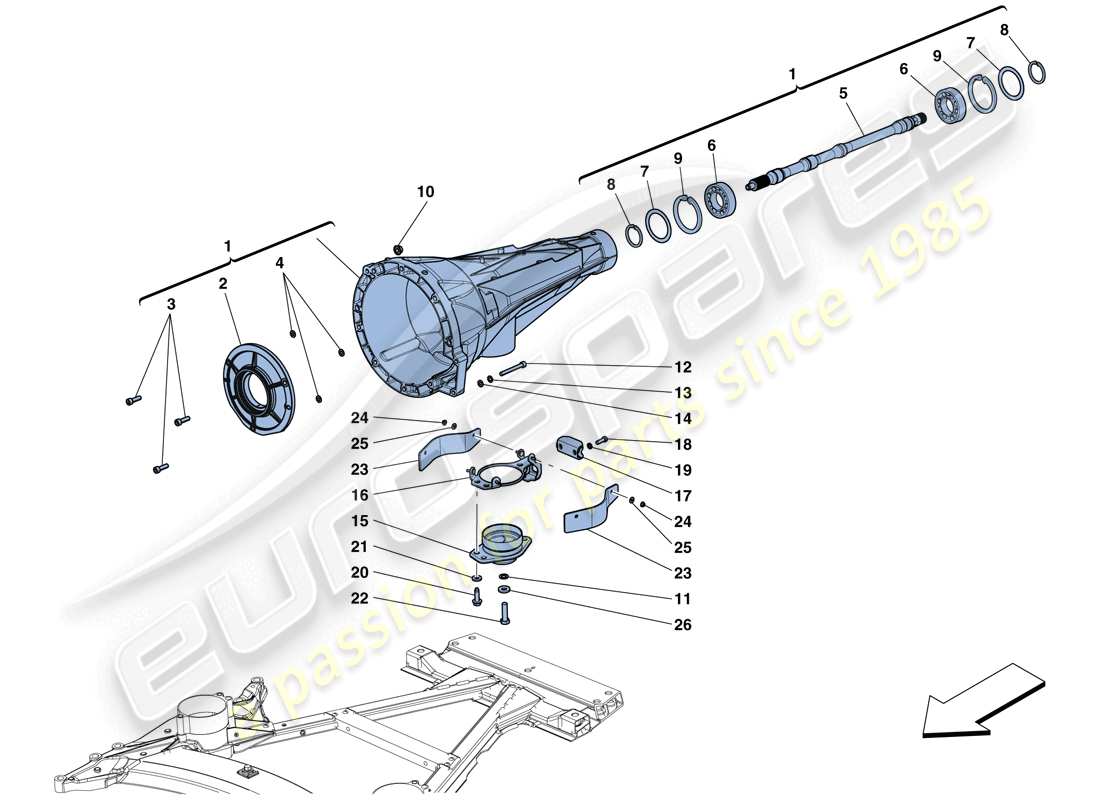 ferrari f12 berlinetta (rhd) alloggiamento della trasmissione diagramma delle parti