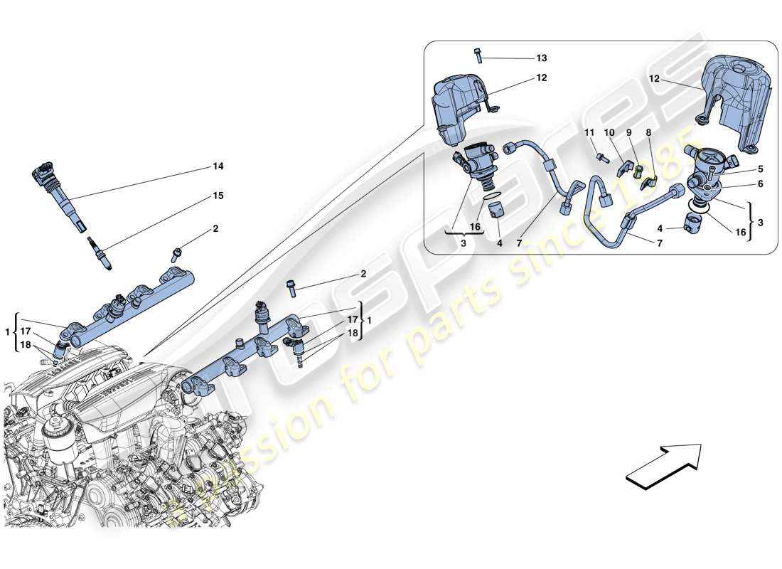 ferrari 488 spider (usa) sistema iniezione - accensione diagramma delle parti