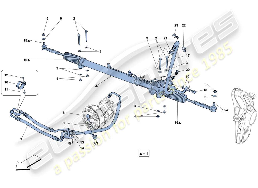 ferrari gtc4 lusso (rhd) scatola sterzo idraulico diagramma delle parti