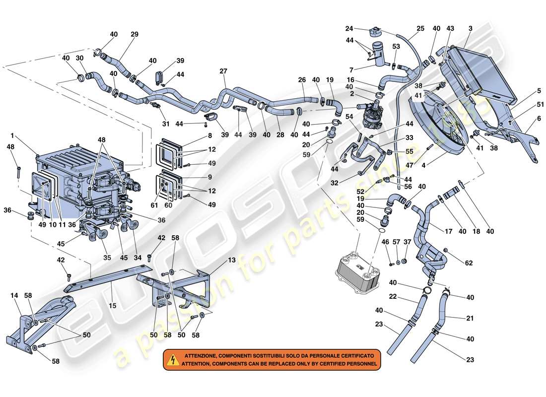 ferrari laferrari aperta (europe) inverter e raffreddamento schema delle parti