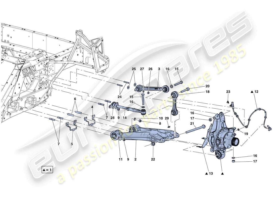 ferrari laferrari aperta (europe) sospensione posteriore - bracci schema particolare