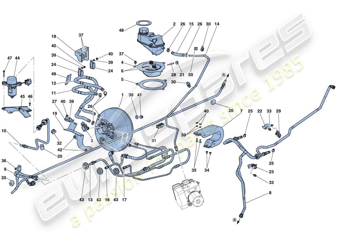 ferrari laferrari aperta (europe) comandi del freno idraulico e sistema di potenza frenante diagramma delle parti