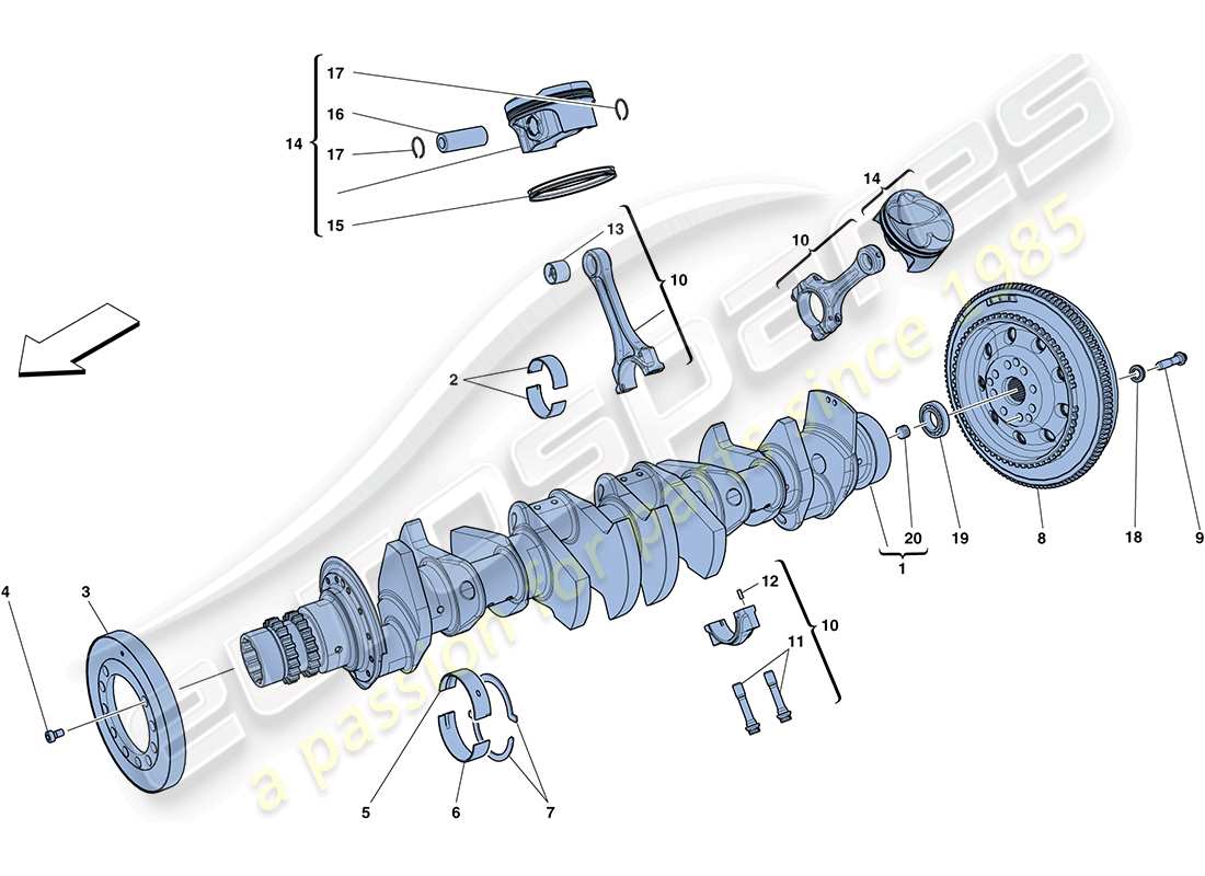 ferrari ff (rhd) albero motore - bielle e pistoni schema parte
