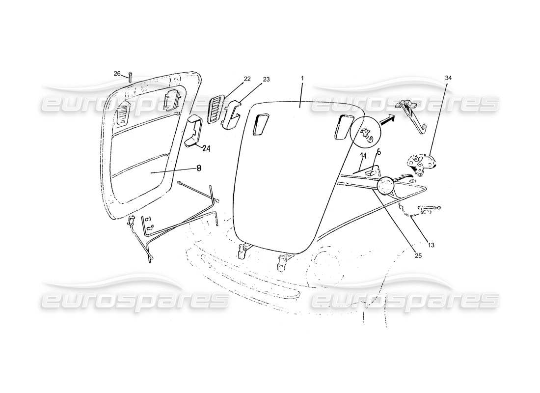 ferrari 330 gtc / 365 gtc (coachwork) cofano anteriore con griglie (edizione 1) schema delle parti