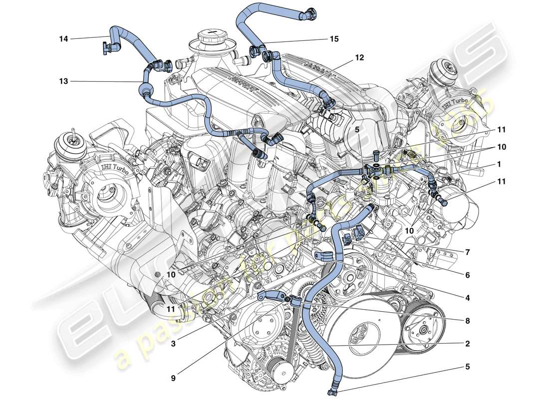 ferrari 488 gtb (rhd) diagramma delle parti vents