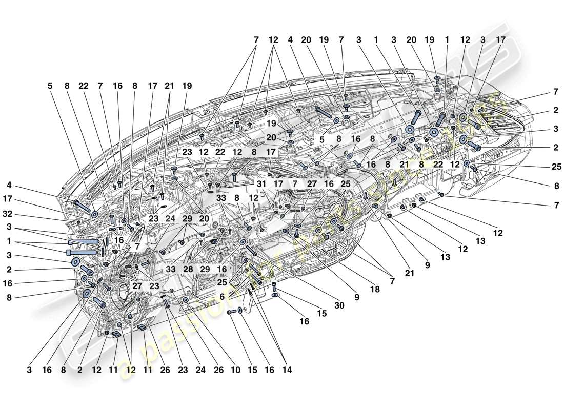 ferrari 488 spider (usa) fissaggi cruscotto diagramma delle parti