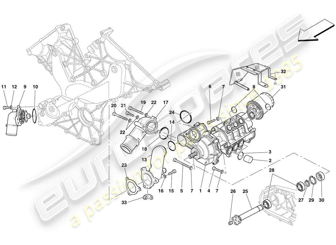 ferrari 599 sa aperta (usa) pompa olio/acqua diagramma delle parti