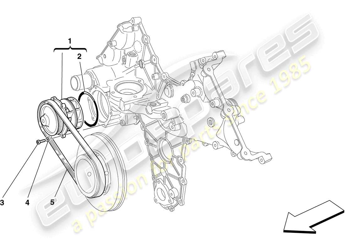 ferrari california (europe) raffreddamento: pompa acqua diagramma delle parti